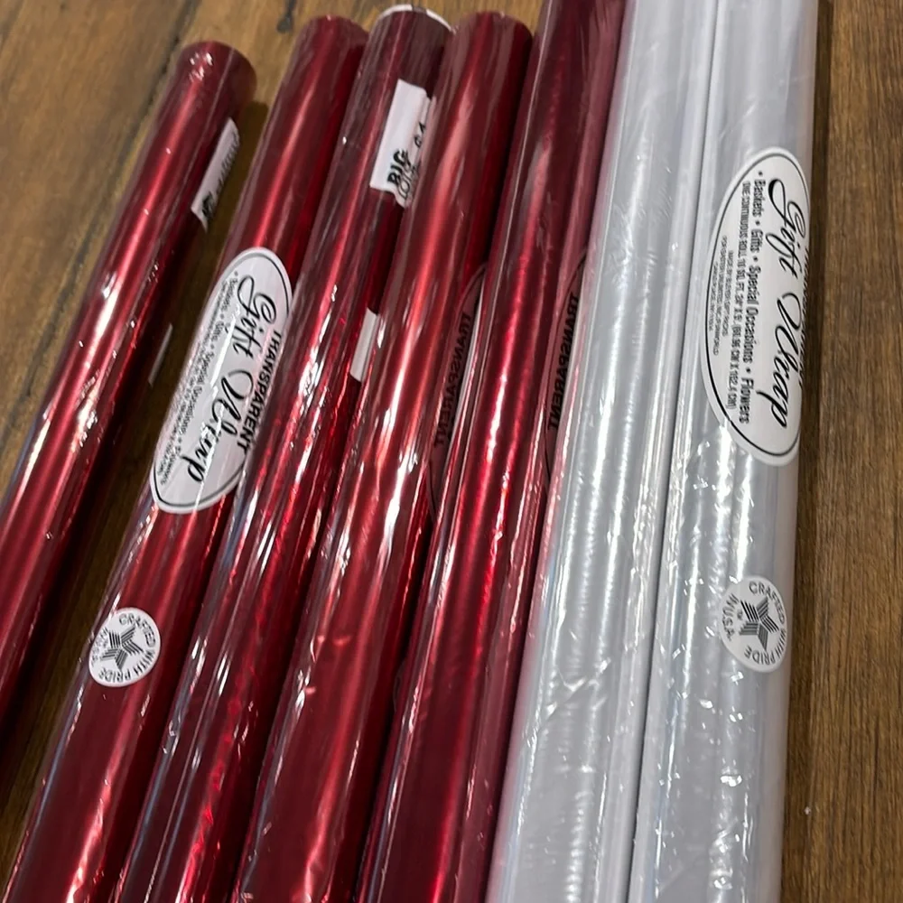 Transparent Gift wrap - red and clear - 7 tubes